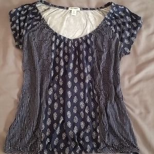 Navy blue top with patterns